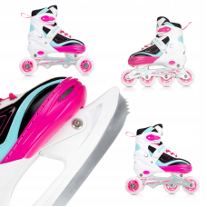 Роликовые коньки SportVida 4 в 1 SV-LG0031 Size 31-34 White/Pink/Blue