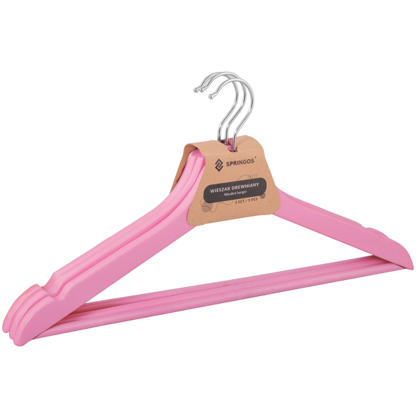 Набір дерев'яних плечиків (вішаків) для одягу 3 шт Springos HG0006