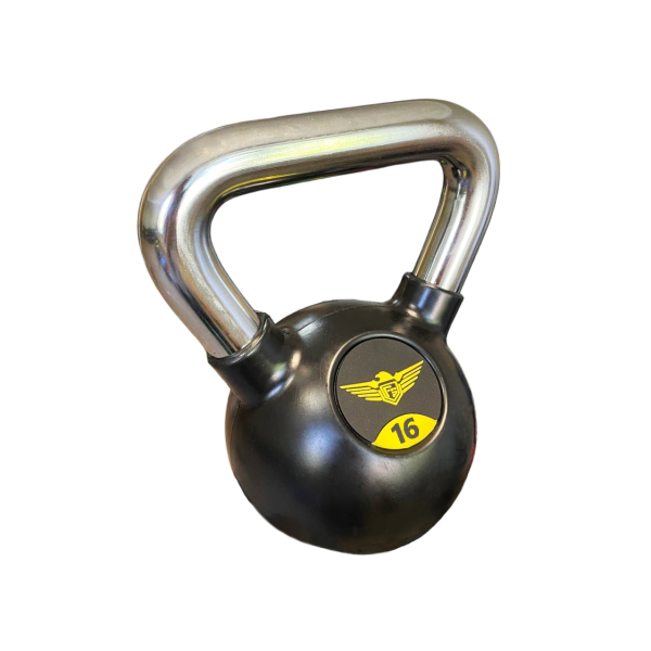 Обгумована гиря 16 кг Generation Fitness FS-16 (ручки - хром)