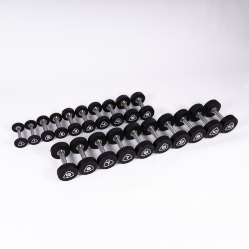 Гантельний ряд 1-10 кг Generation Fitness з поліуретановим покриттям (10 пар) — фото 2
