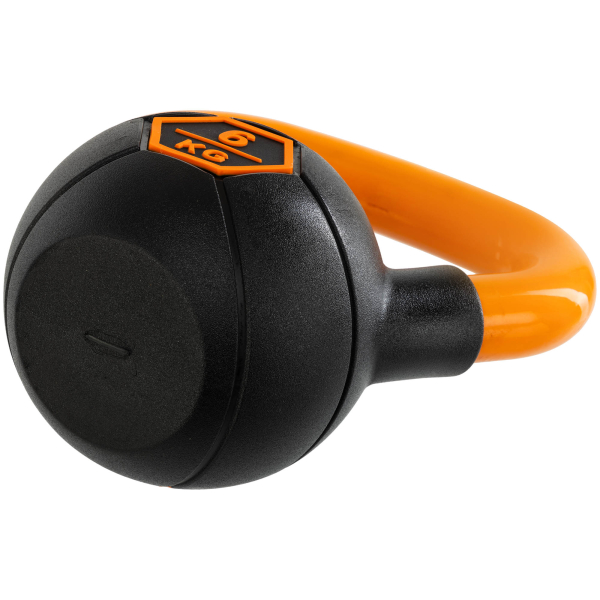 Гиря тренувальна цільна гумова з пофарбованою ручкою LiveUp Urethane competition kettlebell UAZE5336-6 вага 6кг чорний-помаранчевий