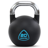 Гиря змагальна цільна сталева пофарбована з хромованою ручкою LiveUp LP8042-20 20кг чорний