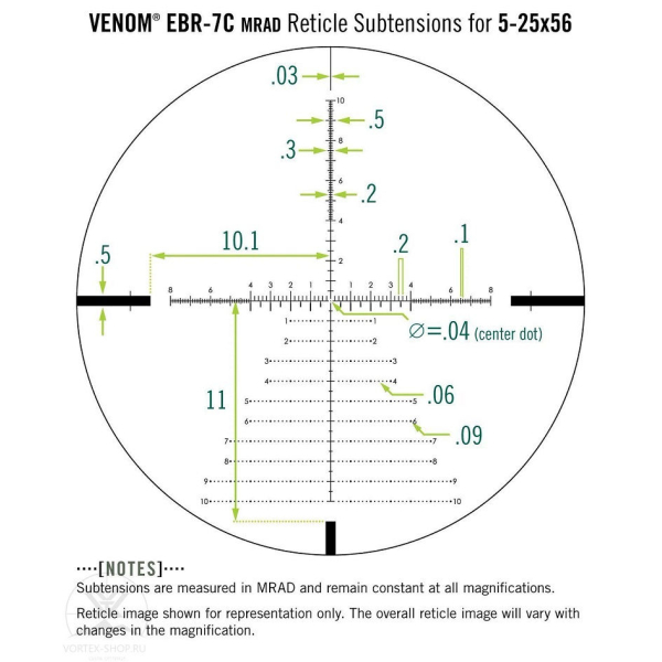 Оптический прицел Vortex Venom 5-25x56 FFP 34 mm AO с сеткой EBR-7C