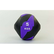 М'яч медичний (медбол) із двома рукоятками гума, 27,5см, чорний-фіолетовий 5 кг Fitnessport Mm 01-5Kg
