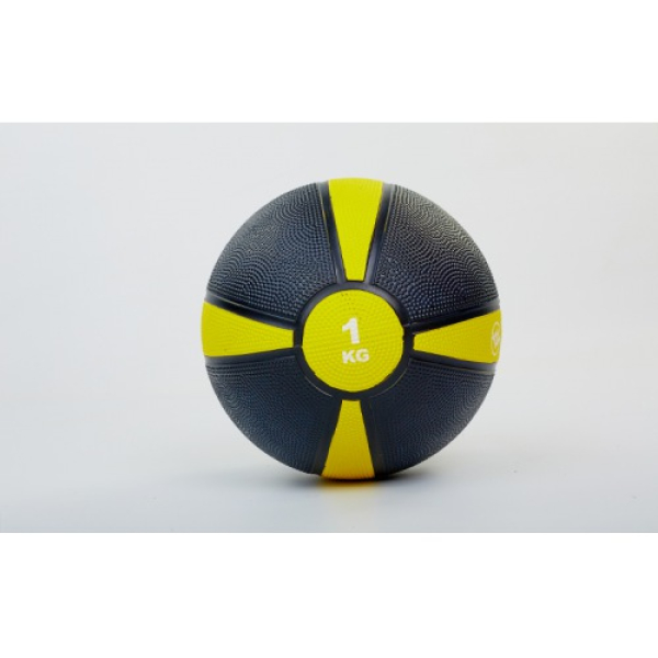 Мяч медицинский (медбол)  резина,19см,чорно-жолтый 1кг Fitnessport Mb 01-1Kg 