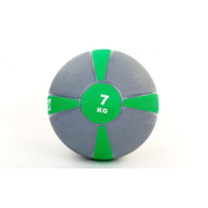 М'яч медичний (медбол) гума, 28,5 см, сірий зелений 7кг Fitnessport Mb 01-7Kg