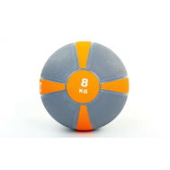 М'яч медичний (медбол) гума, 28,5 см, сірий-оранжевий 8кг Fitnessport Mb 01-8Kg