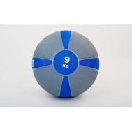 М'яч медичний (медбол) гума, 28,5 см, сірий-синій 9кг Fitnessport Mb 01-9Kg