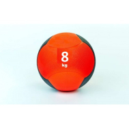 М'яч медичний (медбол) гума, 28,5 см, червоно-чорний 8кг Fitnessport Md 02-8Kg
