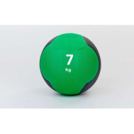 М'яч медичний (медбол) гума, 28,5 см, зелено-чорний 7кг Fitnessport Md 02-7Kg